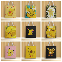 Beg tangan kanvas bercetak Pokemon Pikachu, beg bahu, kartun ajaib, bayi, Harajuku