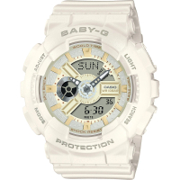 【CASIO 卡西歐】BABY-G 白巧克力雙顯手錶 畢業禮物(BA-110XSW-7A)