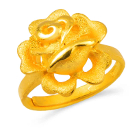 【GJS 金敬順】買一送一黃金戒指閃亮玫瑰(金重:1.73錢/+-0.03錢)
