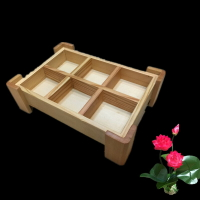 新款包腳六格盒四格味碟盒木制調味三格點心盒堅果盤料理盒