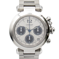 【二手名牌BRAND OFF】Cartier 卡地亞 銀色 不鏽鋼 Pasha C 自動上鍊 腕錶