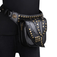 2021 Steampunk Waist Leg Bags Women High Quality Leather Victorian Style Biker Purse Thigh Hip Belt Packs Messenger Shoulder Bag