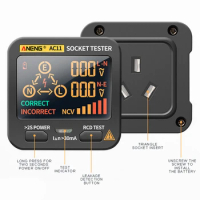 AC11 Digital Smart Socket Tester Voltage Test Socket Detector US/UK Plug Ground Zero Line Phase Check Rcd NCV Test