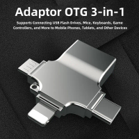 อะแดปเตอร์ USB OTG, 3-in-1, ตัวแปลง Micro OTG, เข้ากันได้กับ iPhone, iPad และ Android, ปลั๊กแอนด์เพล