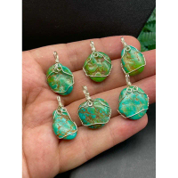 1Pc Natural Turquoise Necklace Pendant Real Turquoise Dark Green Turquoise Natural Turquoise Nugget 
