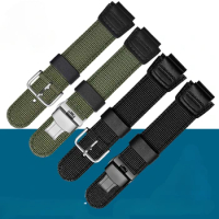 For Casio Nylon Flexible Black Army Green SGW-300/AQ-S810 Prg270 Convex Interface 18x 24mm Canvas Watch Strap Waterproof