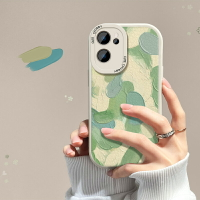 opporeno7/pro手機殼綠色油畫新款reno6/5/3女款軟殼小羊皮高級感