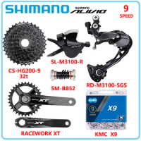 SHIMANO AVILIO 9V M3100 Groupset 1X9 Speed Derailleurs MTB Bike X9 Chain CS-HG200 9S 32T/34T/36T Cassette M3100 Derailleurs Kits