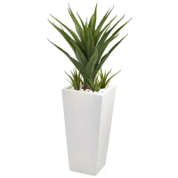 Nearly Natural 40” Spiky Agave Artificial Plant in White Planter