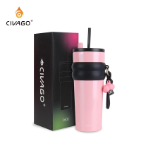 CIVAGO（26oz） แก้วกาแฟสแตนเลสซับเซรามิกพร้อมฝาปิดขวดสูญญากาศสามารถเก็บความร้อนและความเย็น