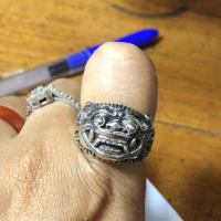 Cincin Ring Perak silver Ukir Barong Rangda Lebar Asli 925 Pria Laki Keren Custom