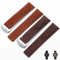 genuine leather watchband for TAG heuer men's watch strap with folding buckle 20mm 22mm Gray Black Brown cow leathr Band