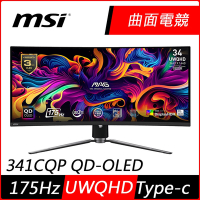 MSI微星 MAG 341CQP QD-OLED 34型 UWQHD 175Hz HDR曲面電競螢幕