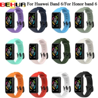 BEHUA Replacement Strap Sport Silicone Watch Band For Huawei Honor Band 6 Wrist Adjustable Watchbands for Huawei Band 6 Bracelet