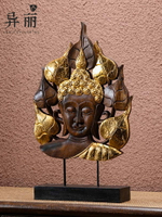異麗泰國木雕飾品餐廳客廳會所美容院泰式佛像裝飾品佛頭菩提擺件