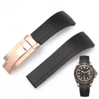 Watch Accessories Rubber Strap Men Watch Strap Suitable For Rolex New Yacht Model Strap 20mm 21mm Silicone Watch Chain