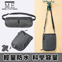 【M.E】多功能RFID防消磁可折疊雙用腰包/斜背貼身小包/護照包