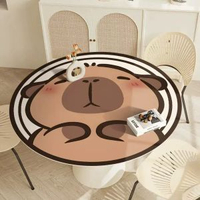 卡皮巴拉皮革圓桌墊防燙茶几桌布桌墊防水防油免洗餐桌小圓桌桌布