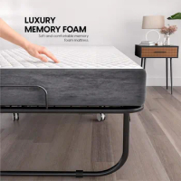 EconoHome Folding Bed with Mattress - 75x31 Cot Size Bed Frame - Portable Foldable Roll Away Adult Bed for Guest