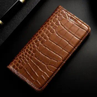 For Realme Narzo 10 20 20A 30 30A 50 50A 50i Pro Prime Phone 4G 5G Case Crocodile Genuine Leather Flip Cover Cases