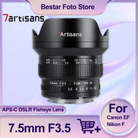 7artisans MF 7.5mm F3.5 Ultra Wide-angle APS-C DSLR Fisheye Lens Compatible with Canon EF Nikon F