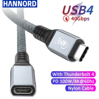 Thunderbolt 4 Type-C Extension Cable USB4 Extend 40Gbps Charging Data Cable 8K@60Hz PD 5A/100W Type-C Data Wire for MacBook Pro