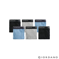 GIORDANO 男裝素色棉質三角內褲(六件裝) - 52 黑/灰/淺藍