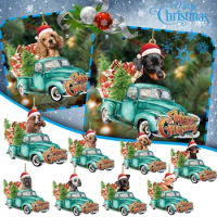 2023 Christmas Ornaments Hanging Decoration Gift Product Personalized Dog Wreath Christmas Tree Ornaments New Year 2024 Navidad