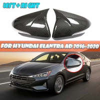 2X Carbon Fiber Car Rearview Mirror Cover Side Door Mirror Shell Decoration Trim for Hyundai Elantra AD 2016 2017 2018 2019 2020