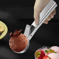 【Dagebeno荷生活】430不鏽鋼按壓彈起冰淇淋勺家用抭冰淇淋加長冰勺(小號2入)