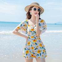 泳衣 女連體泡溫泉遮肚顯瘦保守遮肉純欲風游泳衣【不二雜貨】