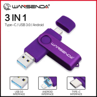 WANSENDA 128GB USB Flash Drive 3 IN 1 USB 3.0 &amp; Type C &amp; Micro USB Pen Drive 512GB 256GB 64GB 32GB 16GB Pendrive Flash Drive