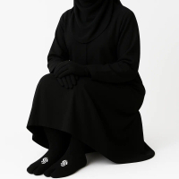 Yahmi Sunnah Kaos Kaki Jempol Muslimah Hitam Pekat Panjang Polos Bahan Nylon Spandex Premium Wanita