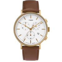 【TIMEX】天美時 復刻系列 三眼計時復古手錶 棕/白TXTW2T32300