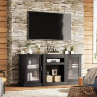 Retro TV Stand for 65 inch TV, TV Console Cabinet with Storage, Open Shelves Entertainment Center for Living Room and Bedroom,