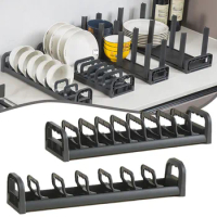 Kitchen Dish Organizer Space Aluminum Plate Holder Cabinet Bowl Storage Shelf Adjustable Tableware Storage Rack Dish Drainer