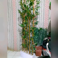1 paket dengan POT Partisi Bambu tinggi 150cm Pohon Plastik Artificial Dekorasi / pohon bambu skat P