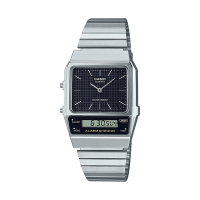 CASIO卡西歐 VINTAGE 簡約時尚 復古 百搭銀黑 雙顯系列 AQ-800E-1A_32.1mm / 考試錶