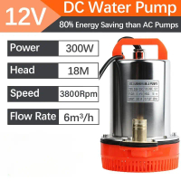 DC Water Pump 12V Submersible Pump 1inch Outl Stainless Steel Household Pump for Agricultural Irriga