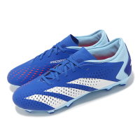【adidas 愛迪達】足球鞋 Predator Accuracy.3 L FG 男鞋 藍白 抓地 偏硬草地 運動鞋 愛迪達(GZ0015)