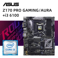 LGA 1151 Motherboard kit ASUA Z170 PRO GAMING /AURA+i3-6100 cpu USB 3.1 SATA III PCI-E 3.0 HDMI M.2 Intel Z170 Motherboard ATX