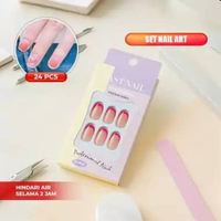 ONE-K154 Kuku Motif Wanita 24pcs Free Sticker Lem Motif Cantik Kekinian / Set Nail Art Kuku Penganti