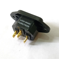 HIFI audio Furutech Brass Gold plated IEC inlet Power 3-pin plug socket AC 250V 10A IEC Female socket