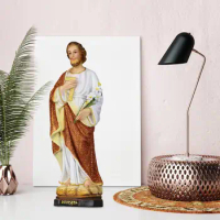 Saint Joseph Figures Tabletop Display 30cm Hand Painted Catholic Statue for Home Office Shelf Livingroom Fireplace Holiday Decor