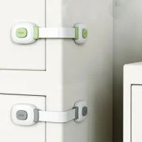 2pcs/Set Child Safety Lock Adjustable Lock Baby Protection Baby Anti-pinch Refrigerator Cabinet Door Cupboard Toilet Lock Strap