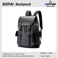 BOPAI Slim Genuine Leather Laptop Backpack Men for 15-15.6 inch Business Smart Professional Lightweight Backpack Office C