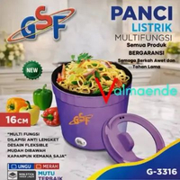 ORIGINAL Panci Listrik Low Watt Wajan Listrik Teko Listrik Goreng Rebus 2in1 GSF 3316 ungu GSF 3316