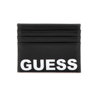 【GUESS】素色經典LOGO卡夾(黑)