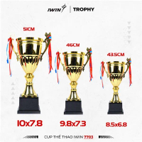Cup thể thao iWin 7703 - Cup Trao Giải các bộ môn, chất liệu kim loại cao cấp mạ màu vàng bóng