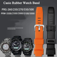 Rubber Watch Strap For Casio PROTREK PRG-260/270/550/250 PRW-3500/2500/5100 Replacement Black Bracelet Silicone Watchbands 18mm
